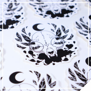 Black and White Sticker - Cat Skull