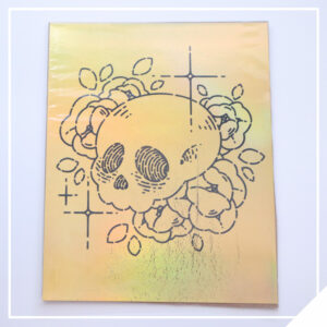 Peony Skull - Reverse Gold Foil Print