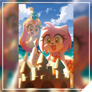 Beach Party - Blue Hedgehog and Friends 6.5x10in Print